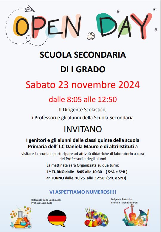 Open day scuola secondaria di 1° grado